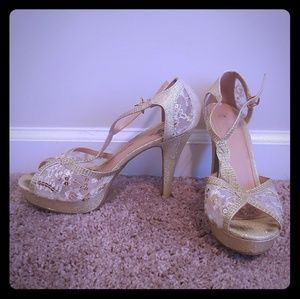 Top Moda gold platform heels